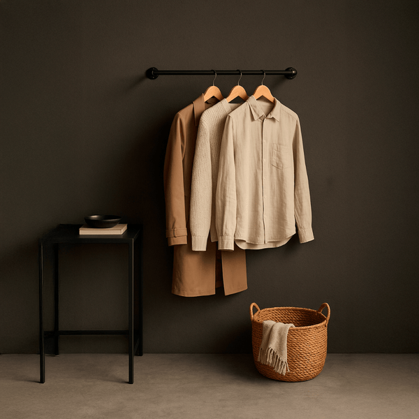 Joey – Vægmonteret tøjstativ i sorte vandrør