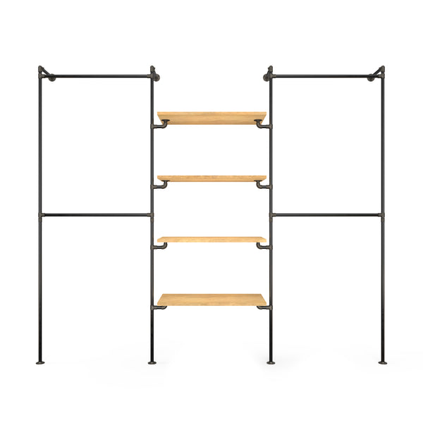 Original Walk-in 3 rækker reol system - (2 hæng / 4 hylder / 2 hæng)