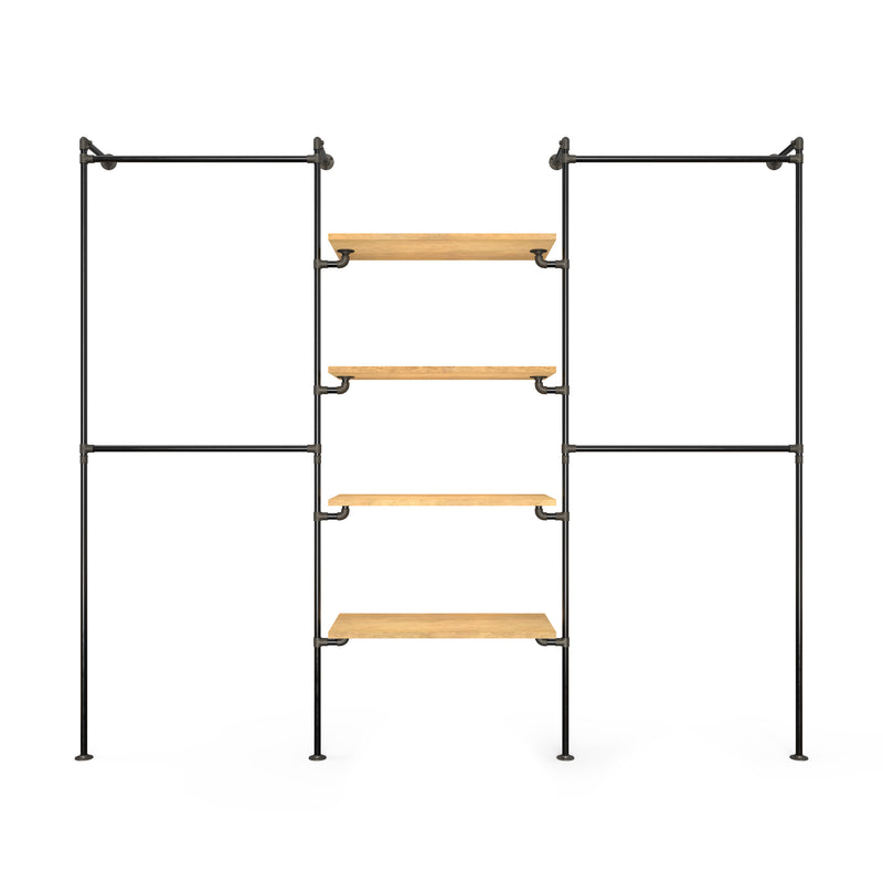 Original Walk-in 3 rækker reol system - (2 hæng / 4 hylder / 2 hæng)