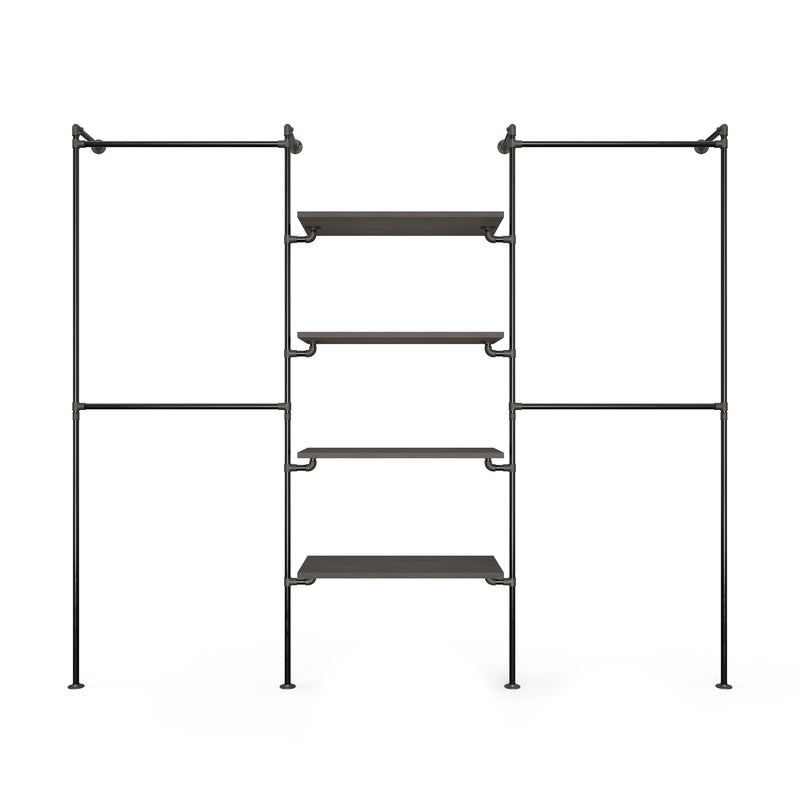 Original Walk-in 3 rækker reol system - (2 hæng / 4 hylder / 2 hæng)