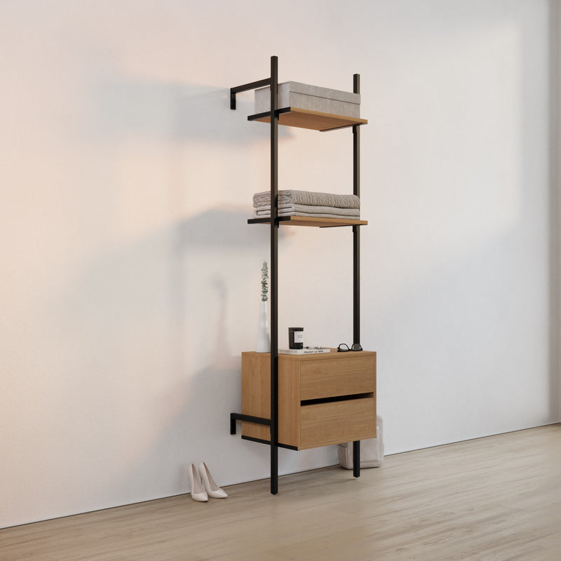 Frame Walk-In 1 række med kommode - (2 hylder + 1 kommode)
