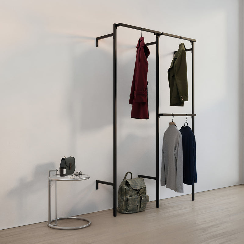 Frame Walk-In 2 rækker garderobesystem - (1 bøjlestang / 2 bøjlestænger)