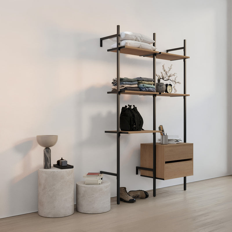 Frame Walk-In 2 rækker med skrivebord - (2 hylder + 1 skrivebord / 2 hylder + 1 kommode)