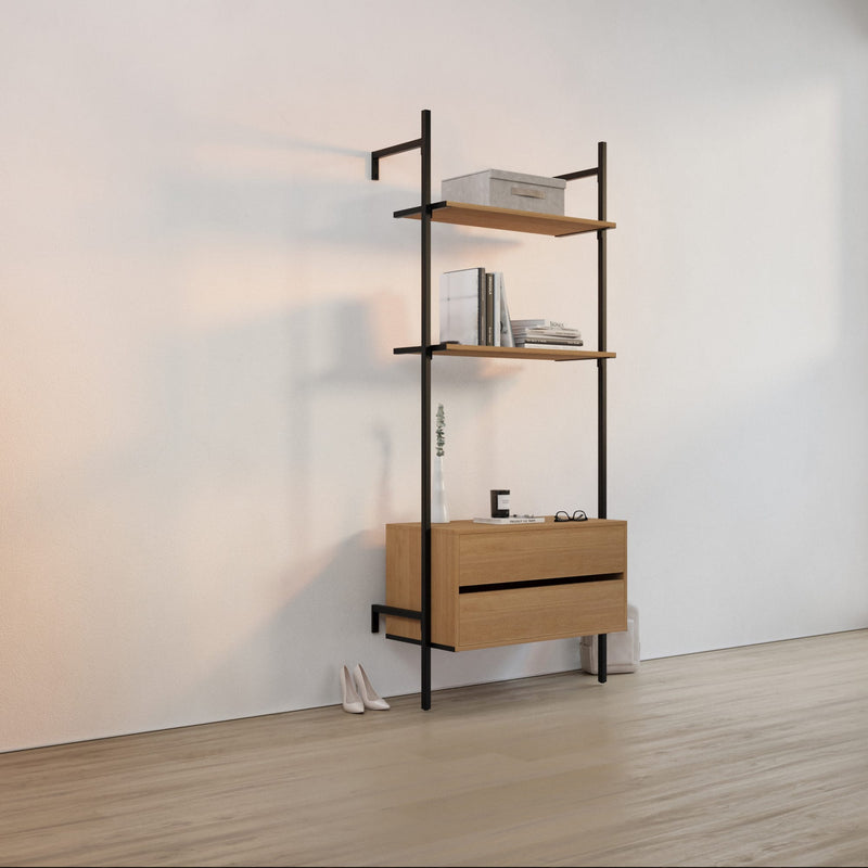Frame Walk-In garderobesystem med hylder og kommode | RackBuddy