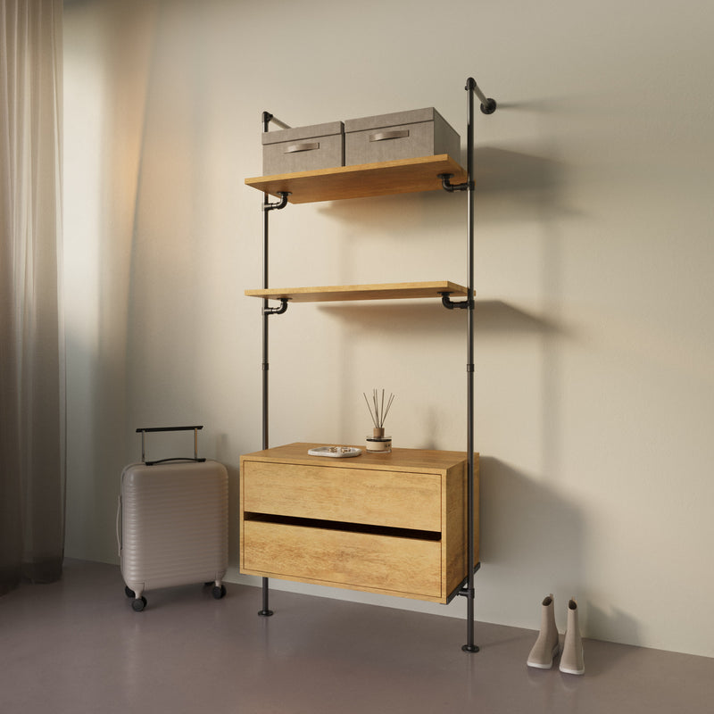 Original Walk-in 1 række med kommode - (2 hylder + 1 kommode)