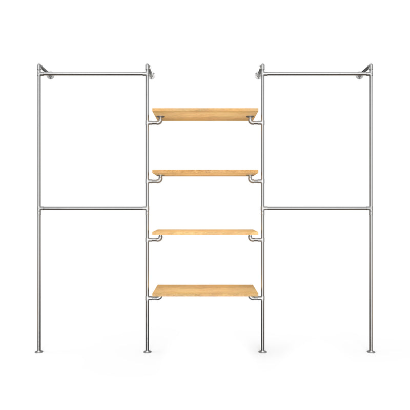 Original Walk-in 3 rækker reol system - (2 hæng / 4 hylder / 2 hæng)