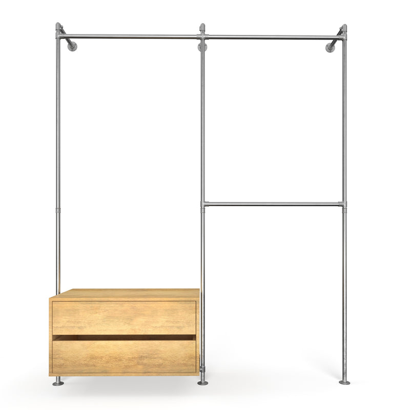 Original Walk-in 2 rækker med kommode - (1 hæng + 1 kommode / 2 hæng)