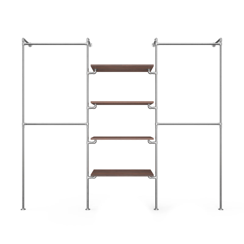 Original Walk-in 3 rækker reol system - (2 hæng / 4 hylder / 2 hæng)